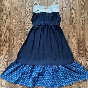 Handmade Shweshwe Button Yolk Satin Dress for Ginger Mary